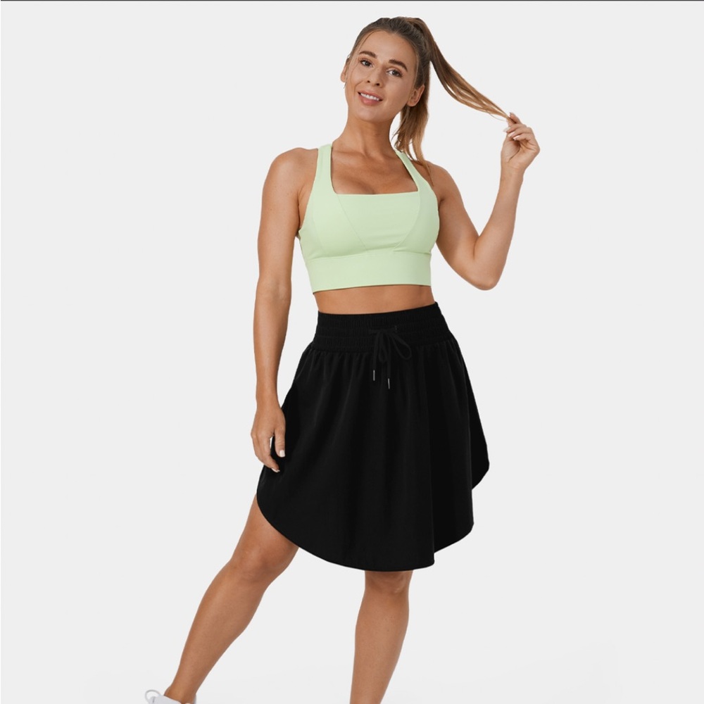Halara high waisted drawstring curved hem 2 in 1 skirt